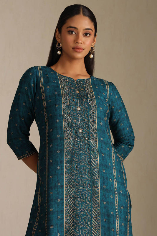 Blue Aura Embellished Kurta