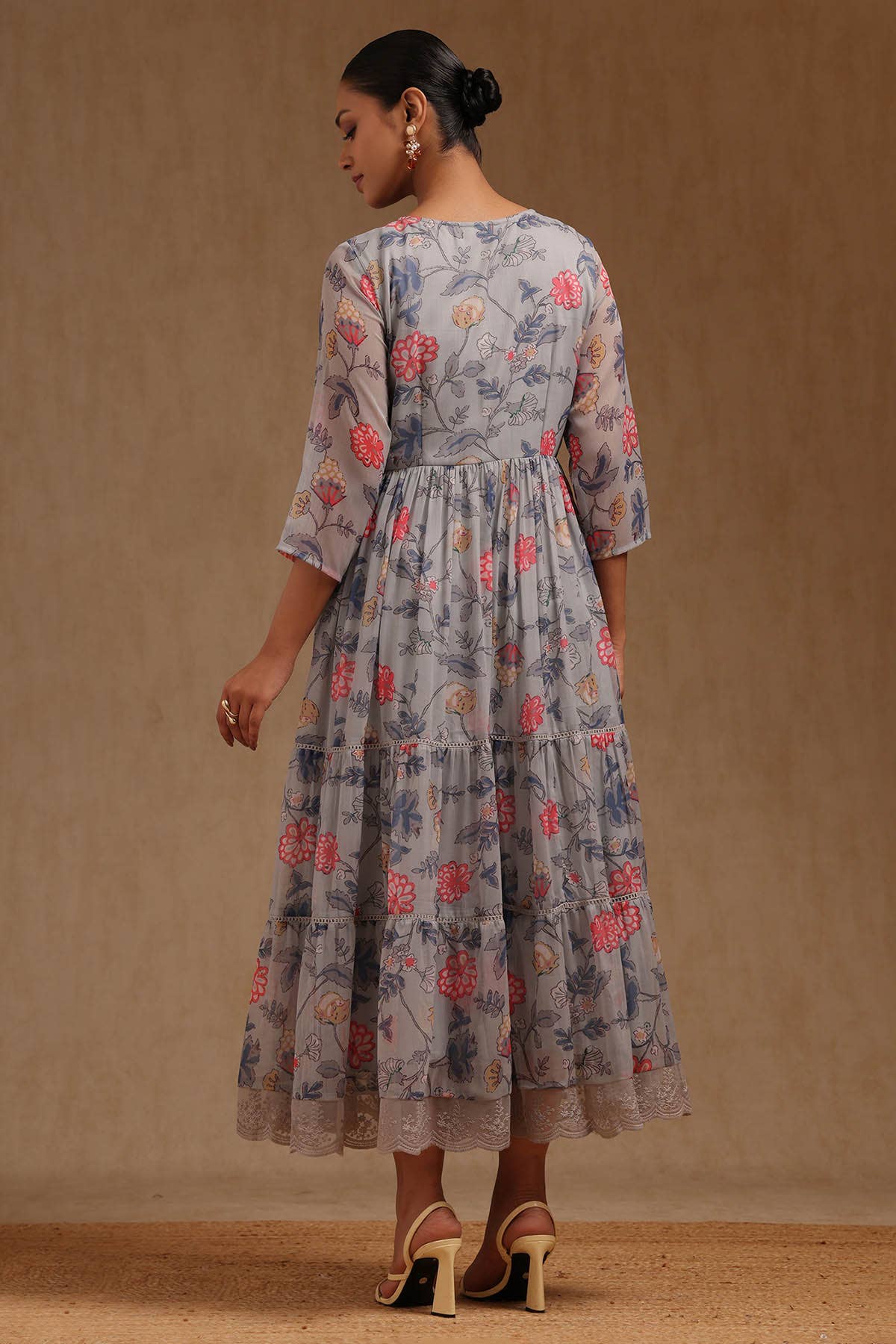 Grey Whisper Floral Dress