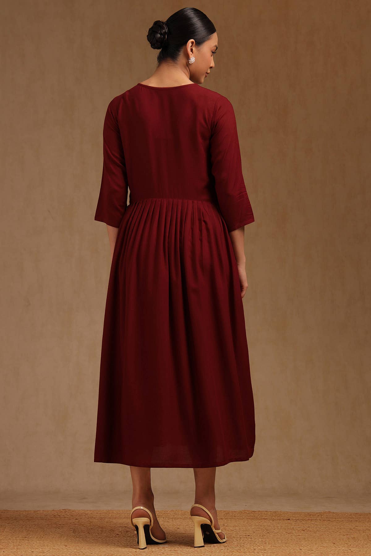 Wine Whisper Embroidered Dress