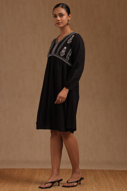 Shadow Bloom Embroidered Dress