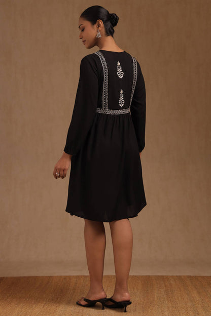 Shadow Bloom Embroidered Dress