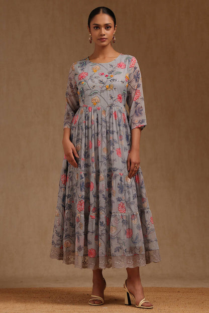 Grey Whisper Floral Dress
