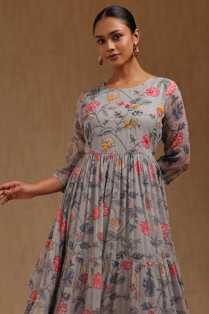 Grey Whisper Floral Dress