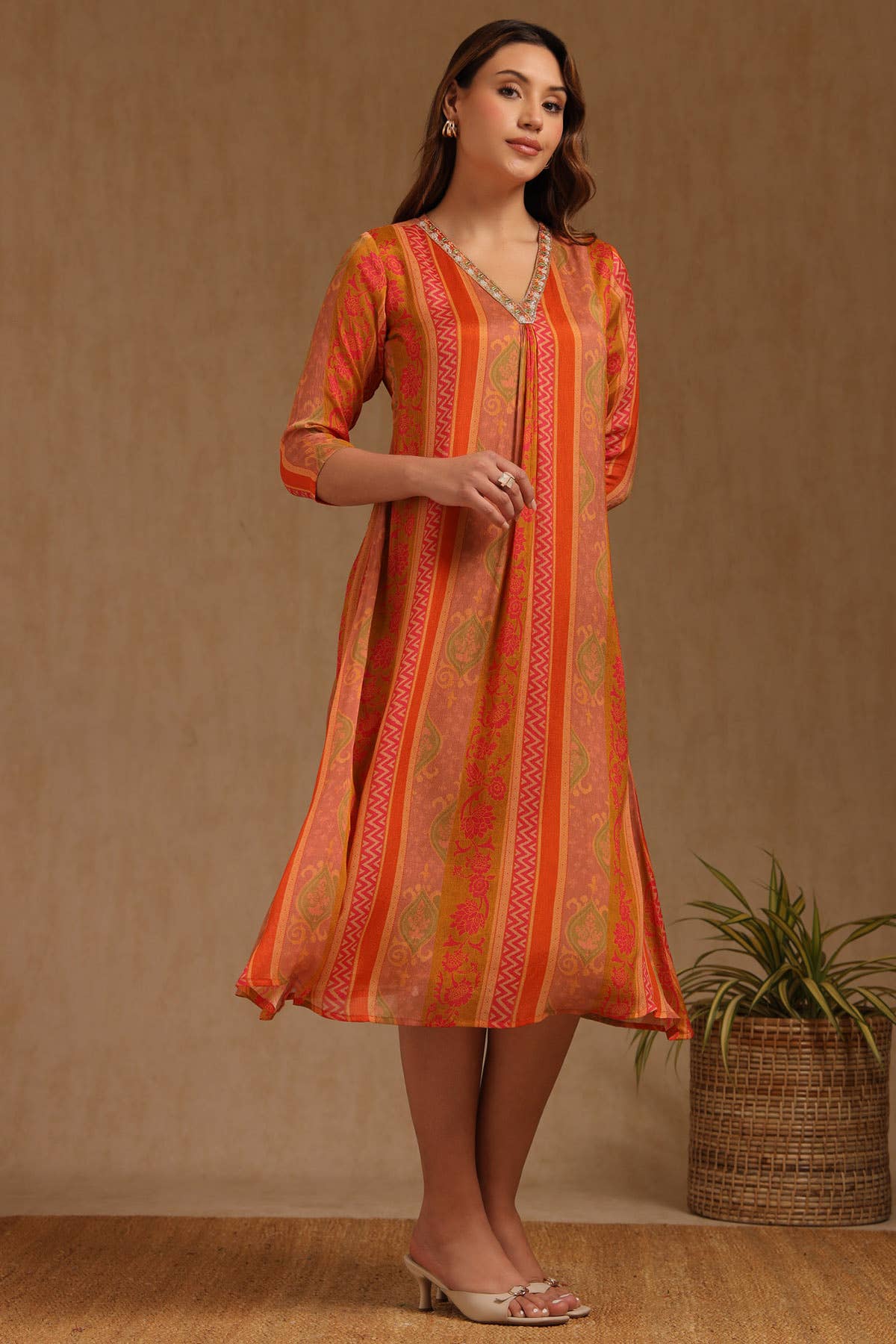 Amber Glow Embellished Dress