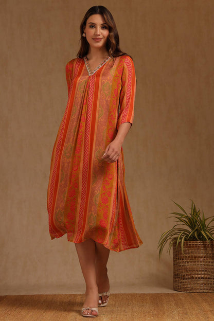 Amber Glow Embellished Dress