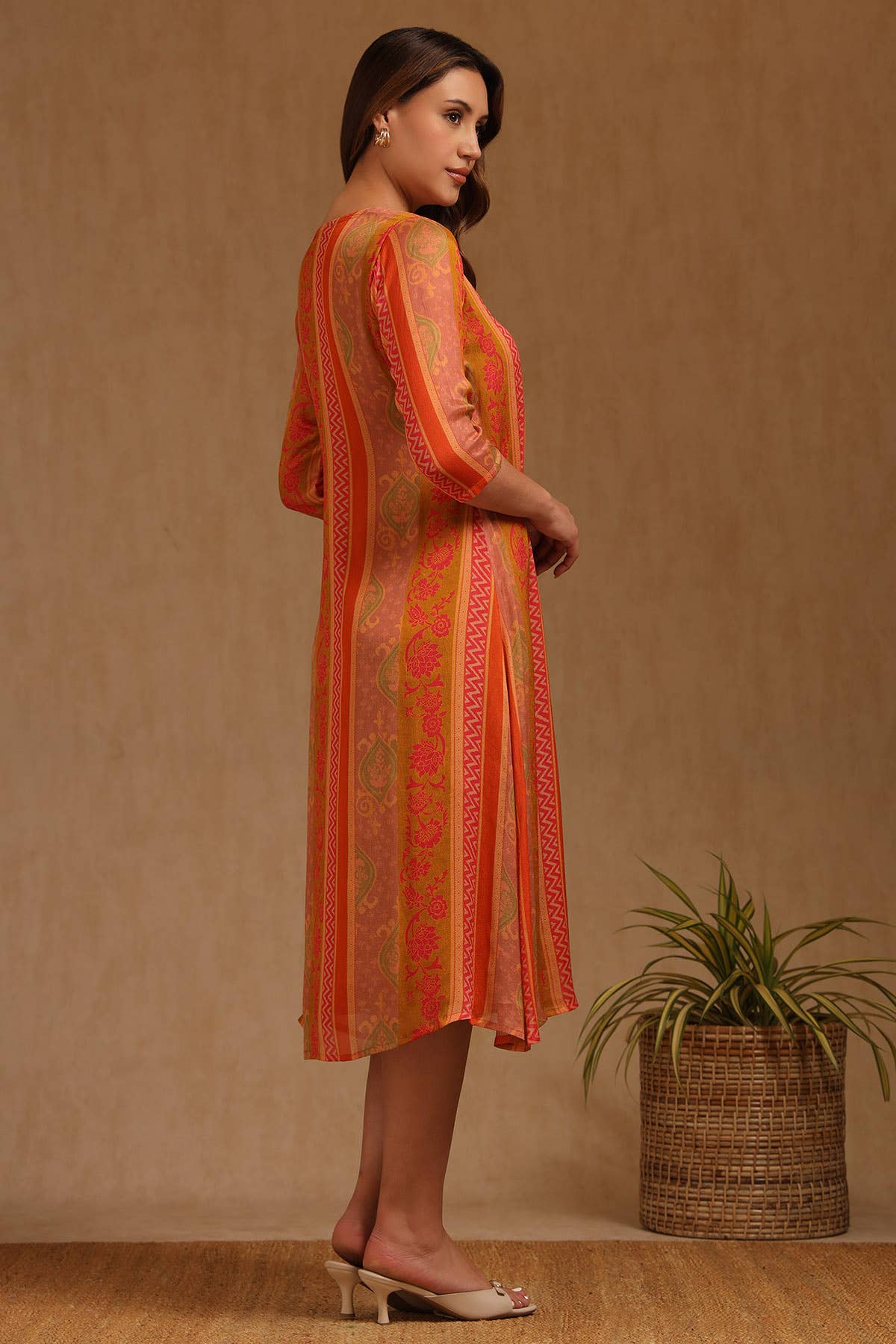 Amber Glow Embellished Dress