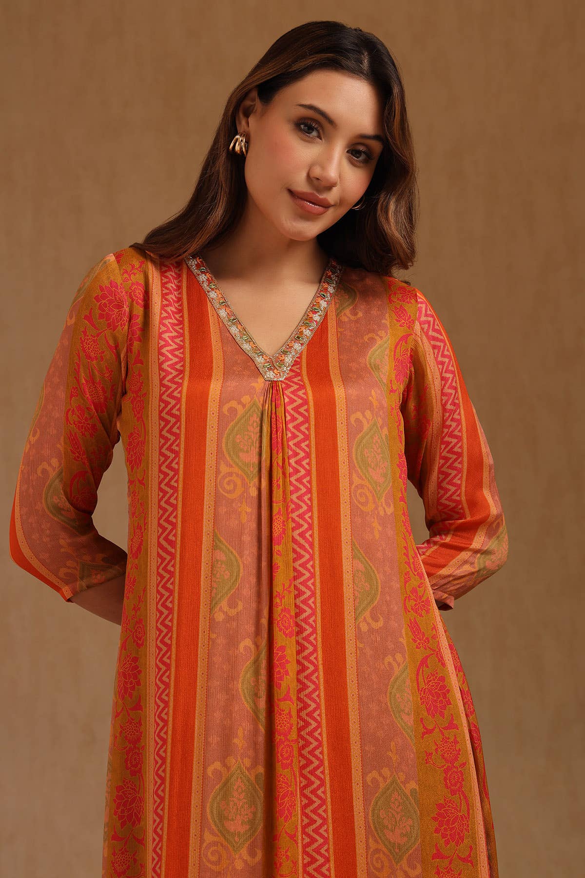 Amber Glow Embellished Dress