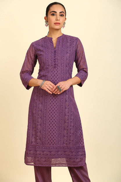 Royal Orchid Embroidered Kurta