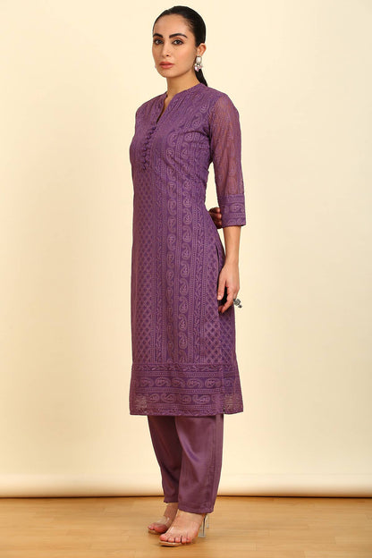 Royal Orchid Embroidered Kurta