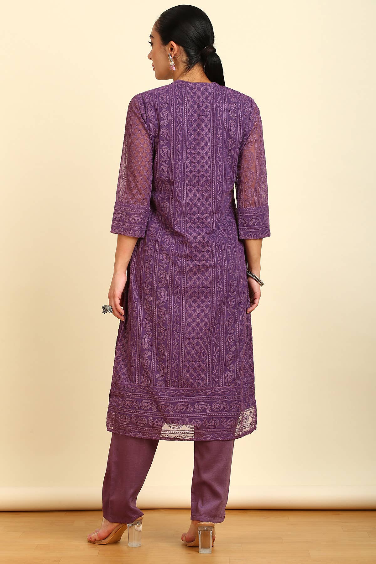 Royal Orchid Embroidered Kurta