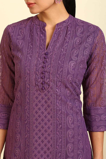 Royal Orchid Embroidered Kurta