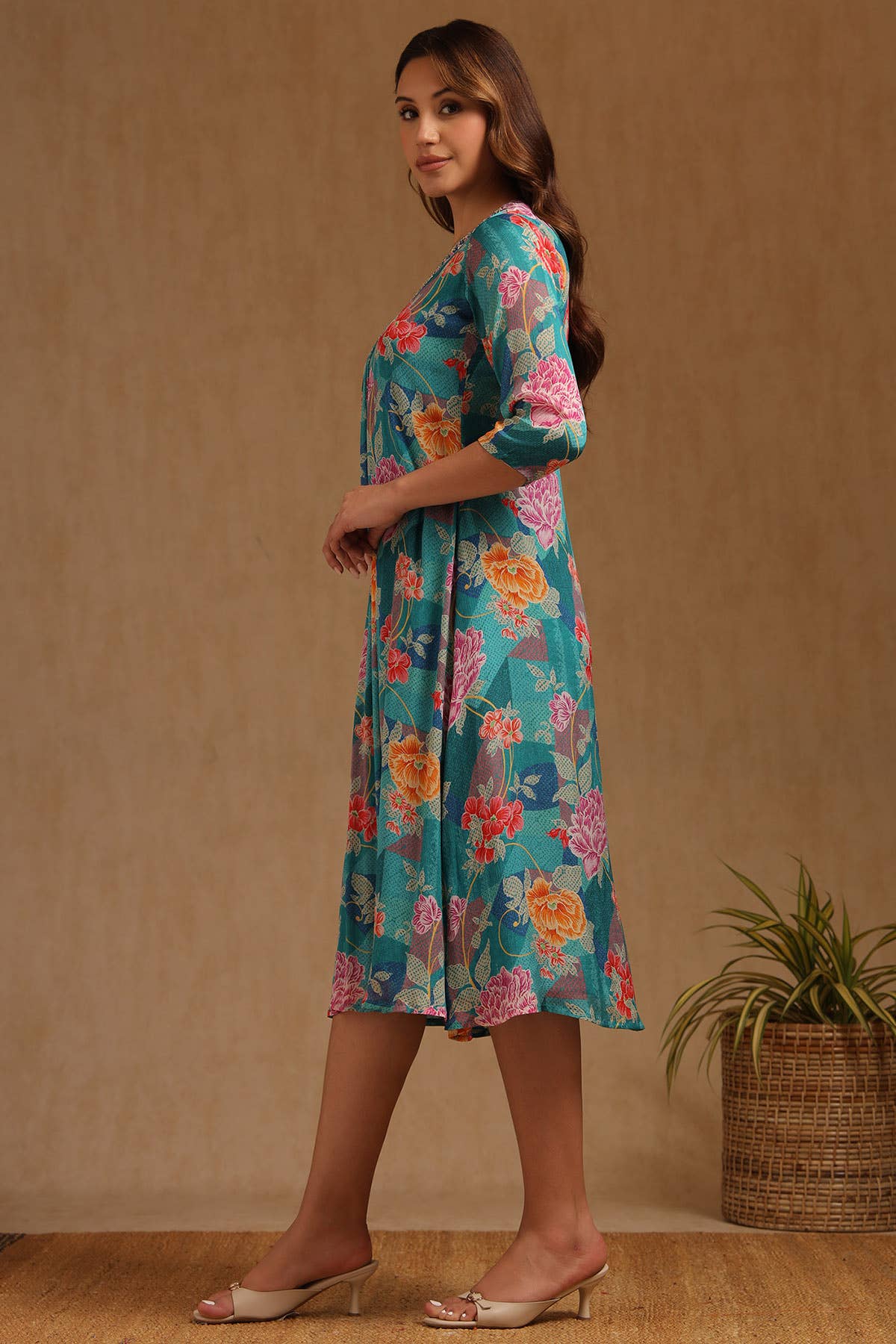 Teal Mirage Embellished Dress