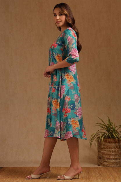 Teal Mirage Embellished Dress