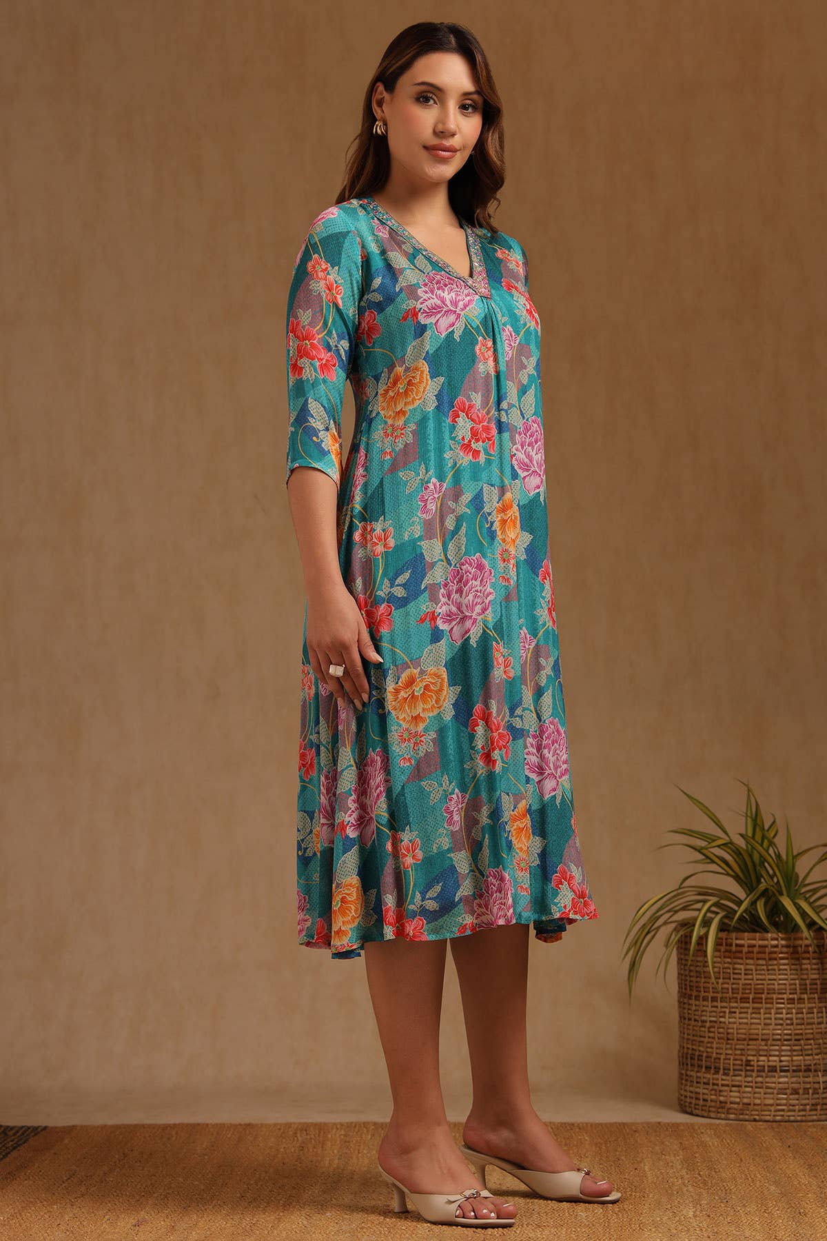 Teal Mirage Embellished Dress