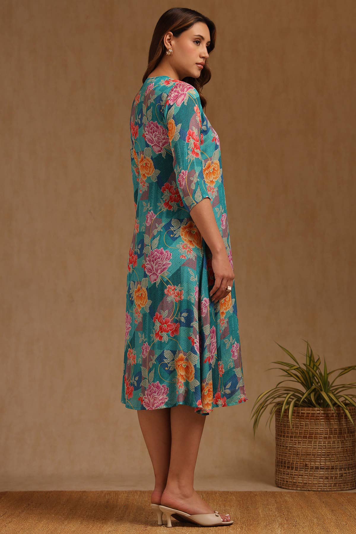 Teal Mirage Embellished Dress