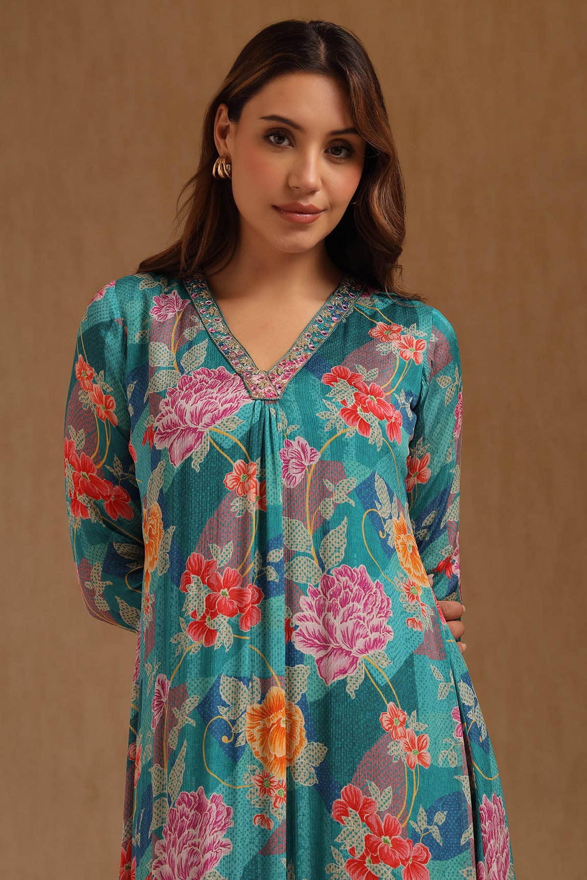 Teal Mirage Embellished Dress